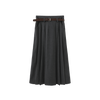 Wool Pleated Belted Skirt