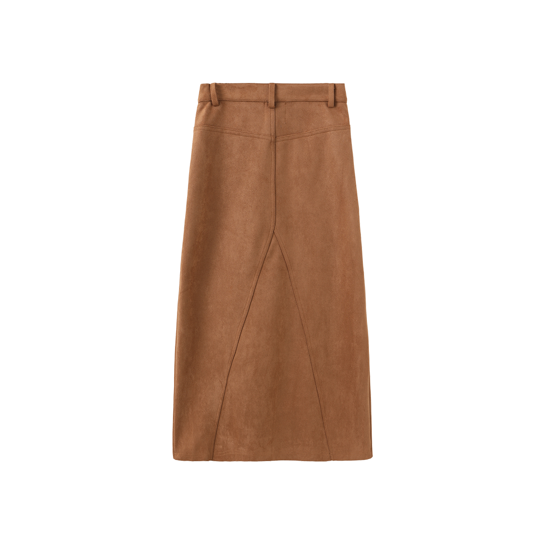 Suede Seam Midi Skirt
