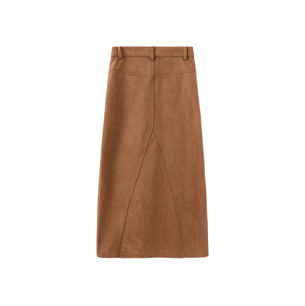 Suede Seam Midi Skirt