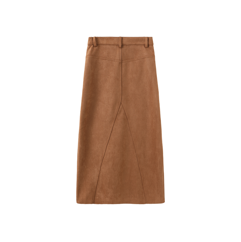 Suede Seam Midi Skirt