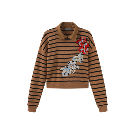 Collar Detailed Flower Sweater