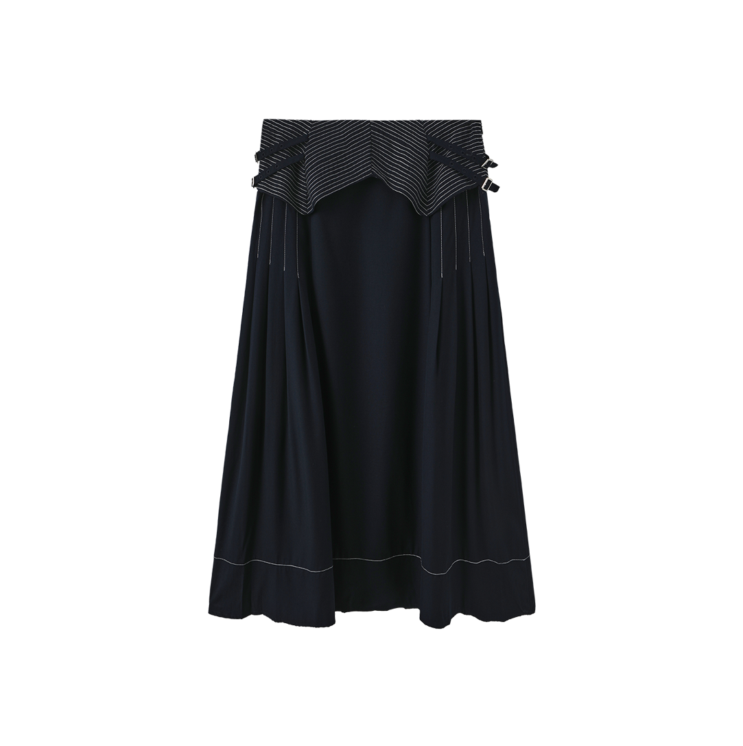 Top Stitch Woven Pleat Skirt