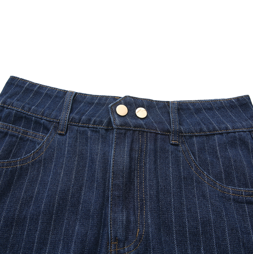 Denim Pinstripe Maxi Skirt