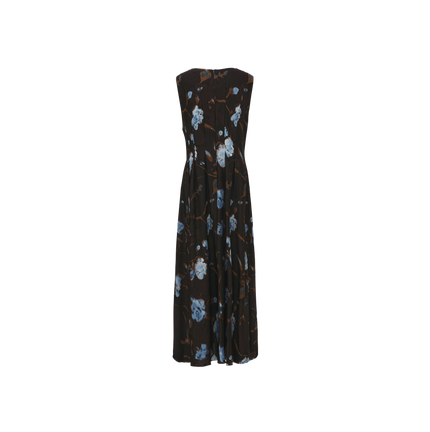 Pleated Floral Print Dress