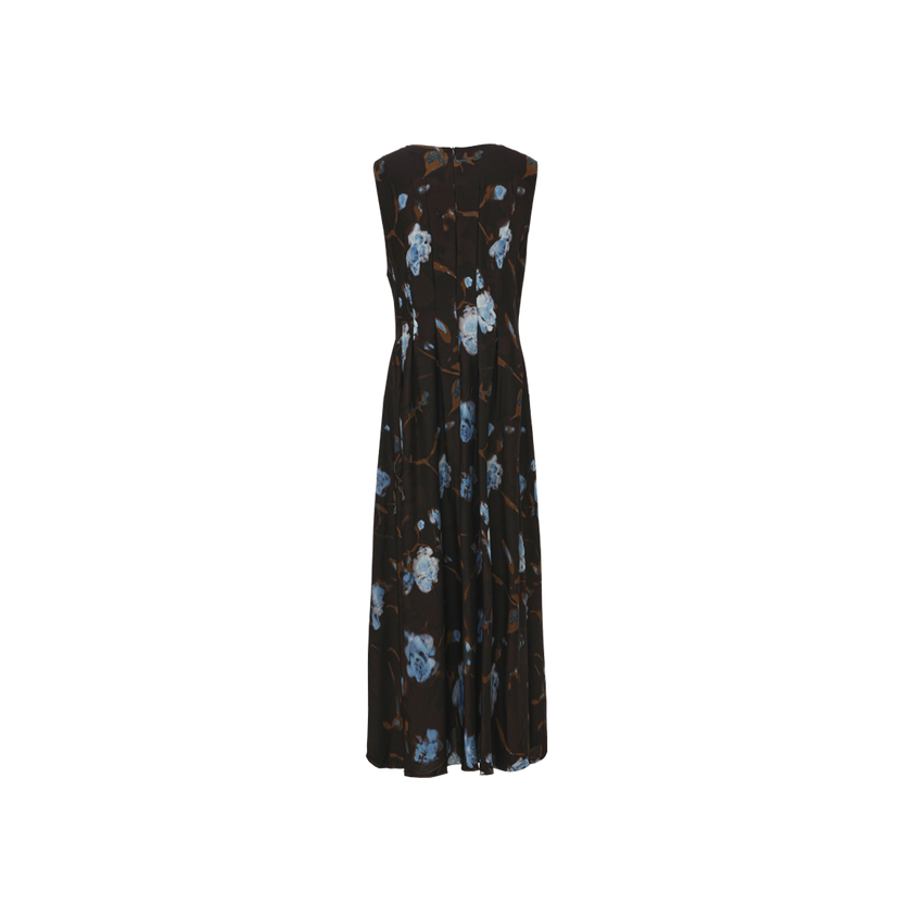 Pleated Floral Print Dress