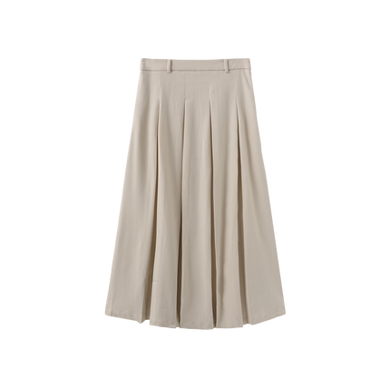 Wool Box Pleat Maxi Skirt