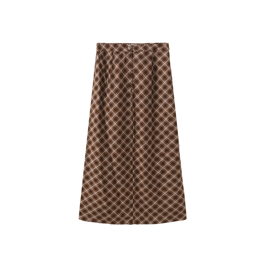Pinta Front Fly Plaid Skirt