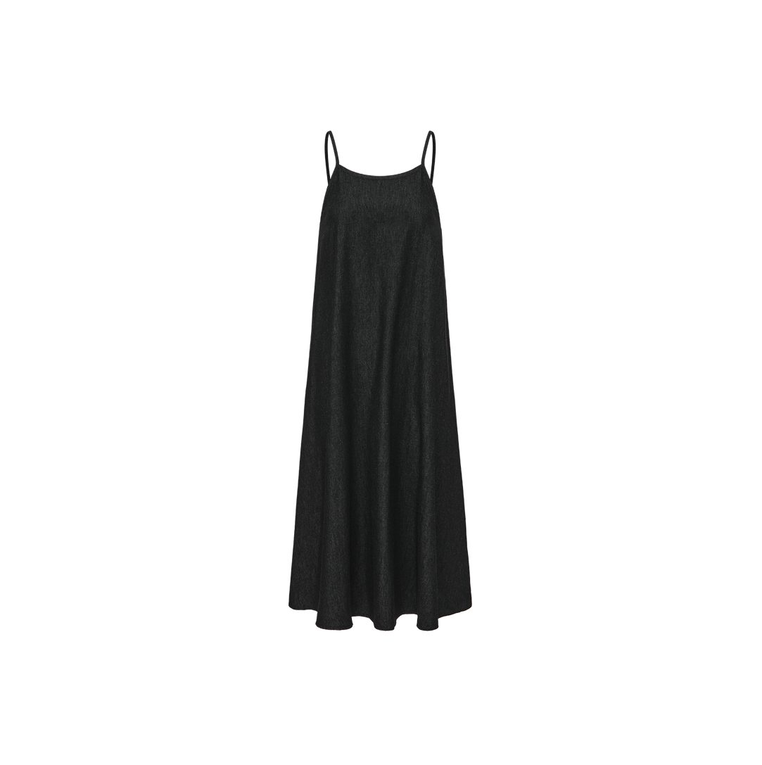 Denim Midi Thin Strap Slip Dress