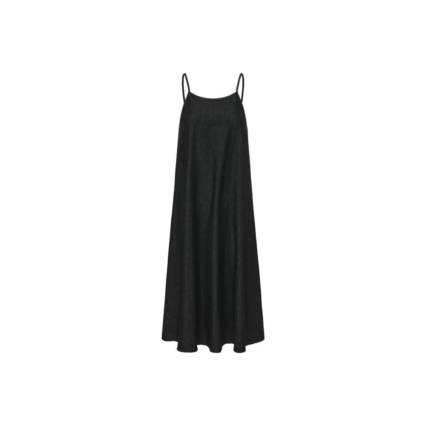 Denim Midi Thin Strap Slip Dress