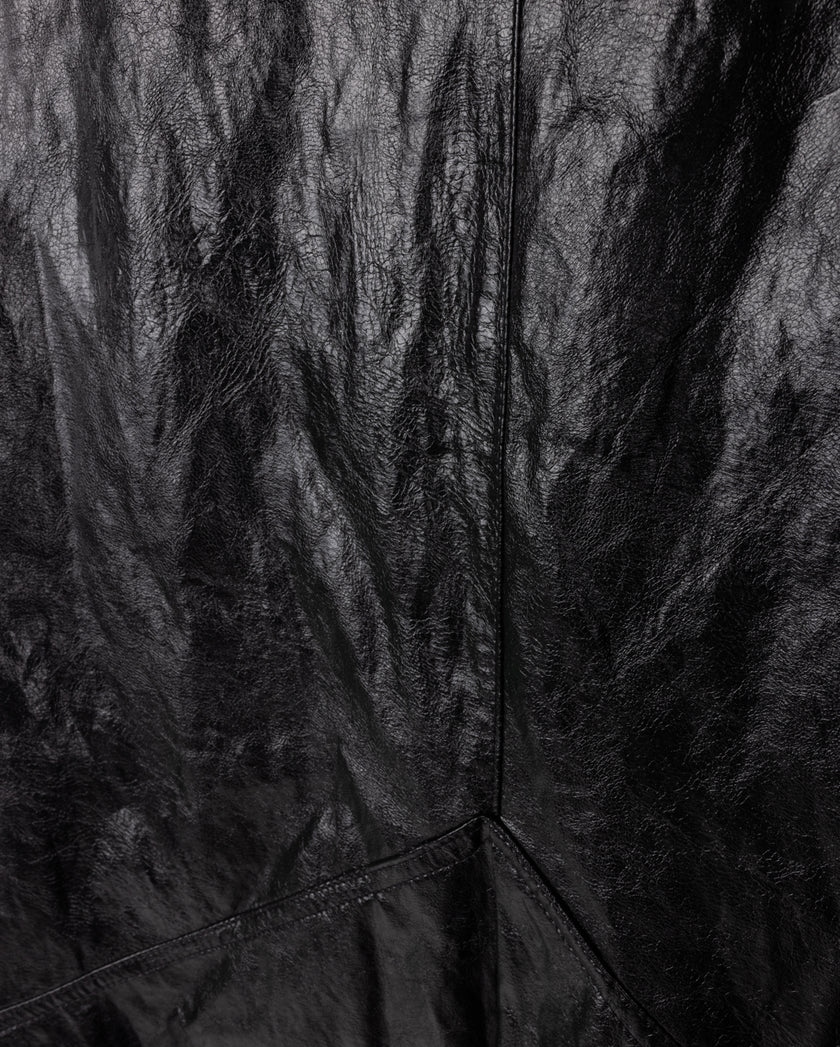 Creased Effect Leather Skirt