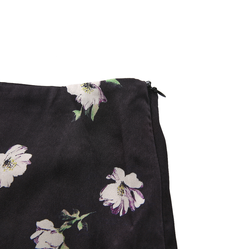 Floral Zipper Aline Slip Skirt