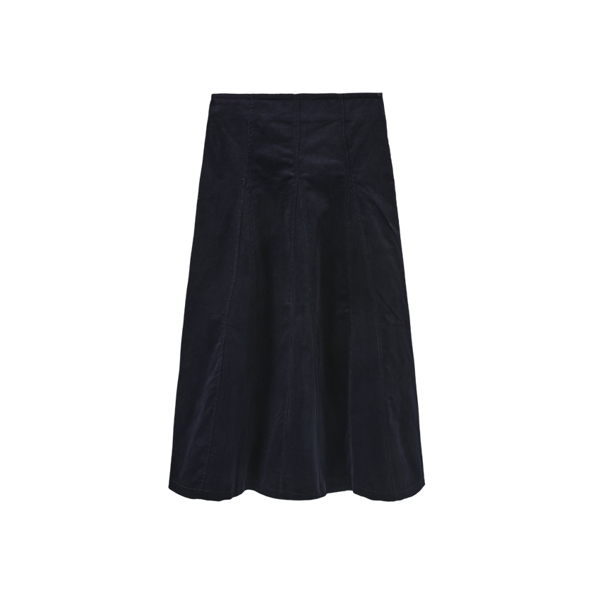 Corduroy Panel Midi Skirt