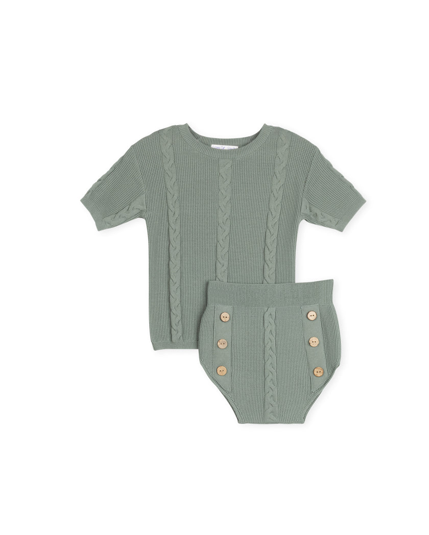 Cable Knit Sweater And Bloomer Set