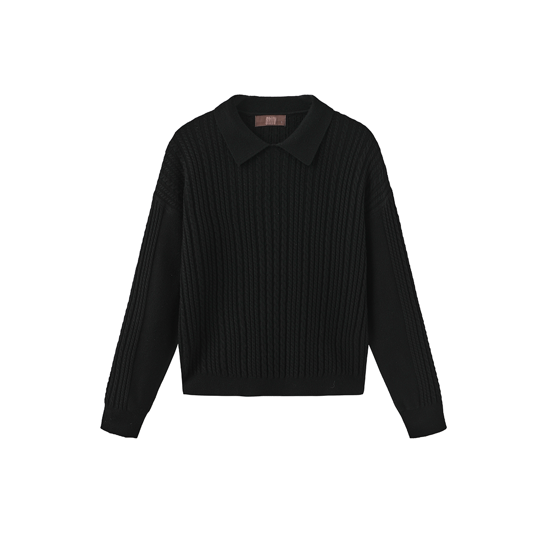 Cable Knit Flat Collar Sweater