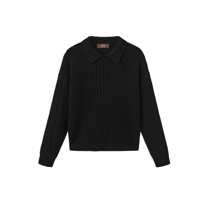 Cable Knit Flat Collar Sweater