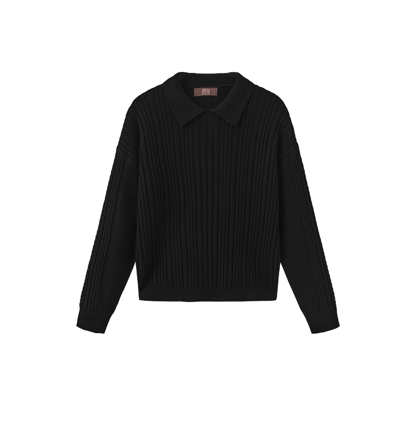 Cable Knit Flat Collar Sweater