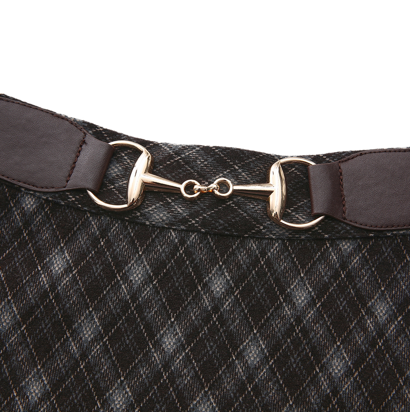 Belted Plaid Wool Skirt