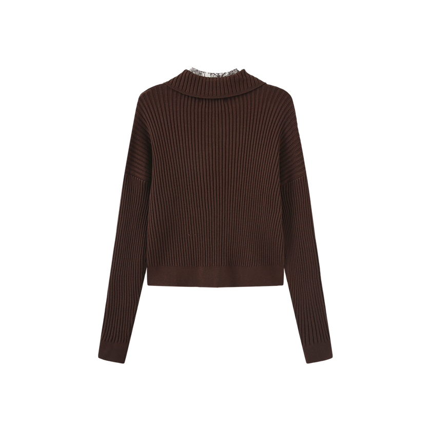 Ribbed Knit Turtleneck Sweater