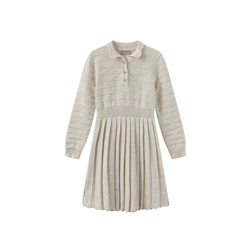 Marled Knit Scallop Trim Dress