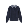 Cable Knit Stripe Collar Sweater
