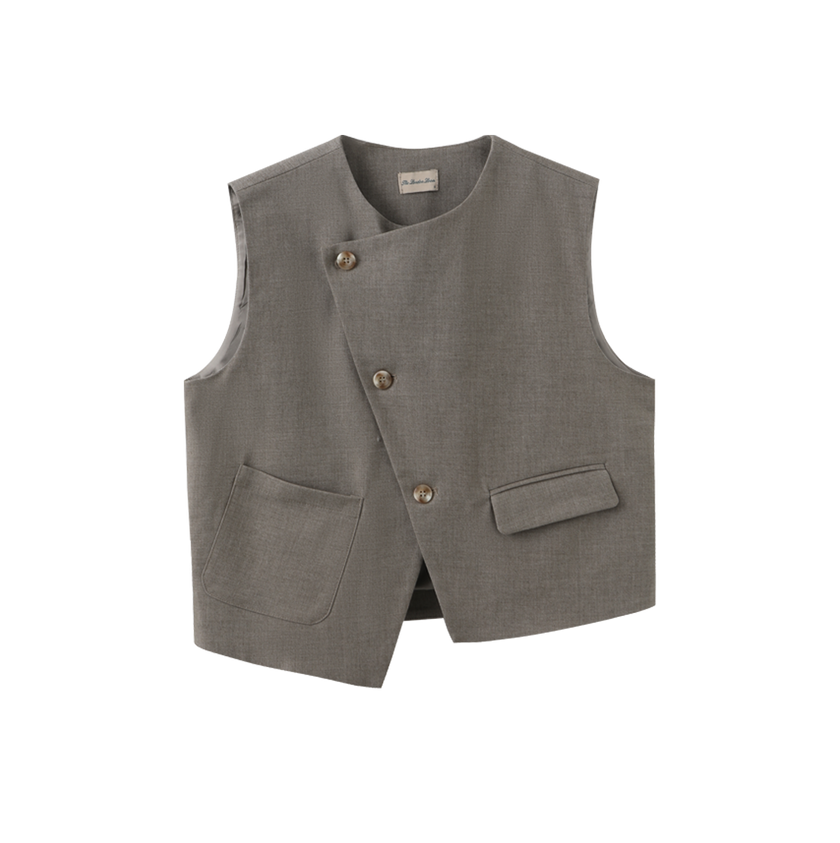 Asymmetrical Buttoned Vest