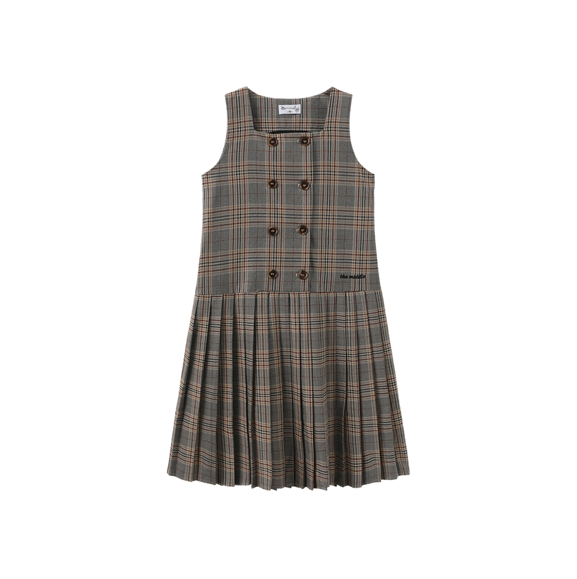 Plaid Bottom Pleat Jumper