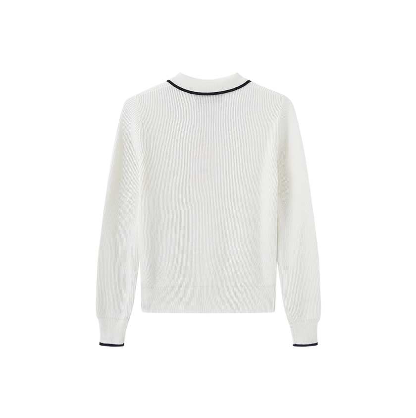Piko Ribbed Knit Trim Sweater