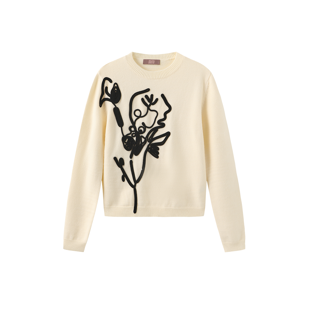 Sewed Flower Sweater