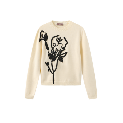 Sewed Flower Sweater