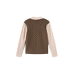 Pez Pointelle Contrast Knit Collared Sweater