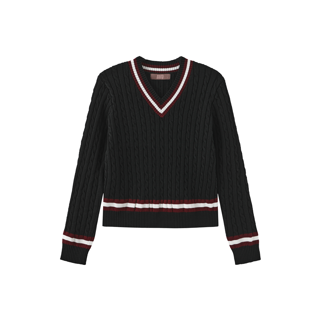 Cable Knit Trimming Sweater