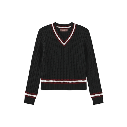 Cable Knit Trimming Sweater