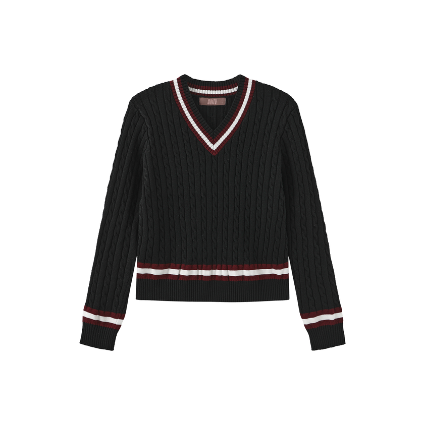 Cable Knit Trimming Sweater