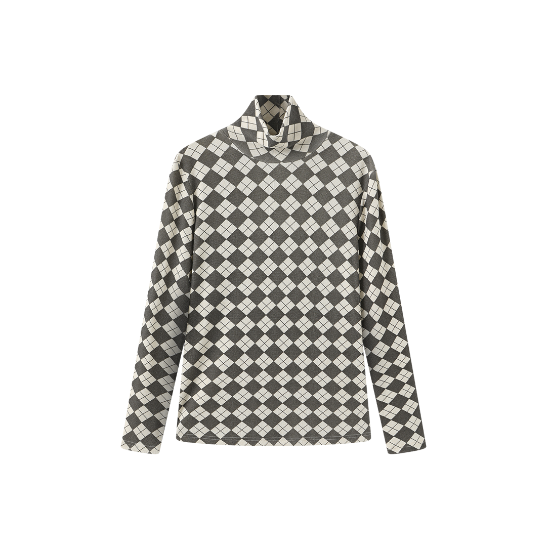 Argyle Print Turtleneck