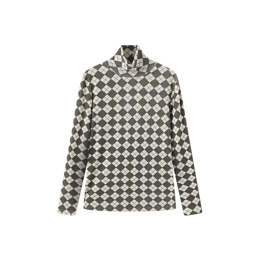 Argyle Print Turtleneck