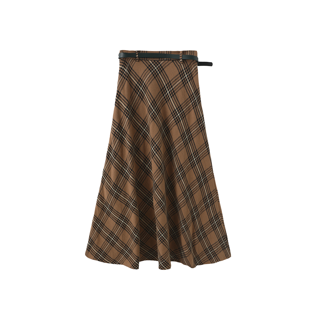 Plaid Belted Skirt
