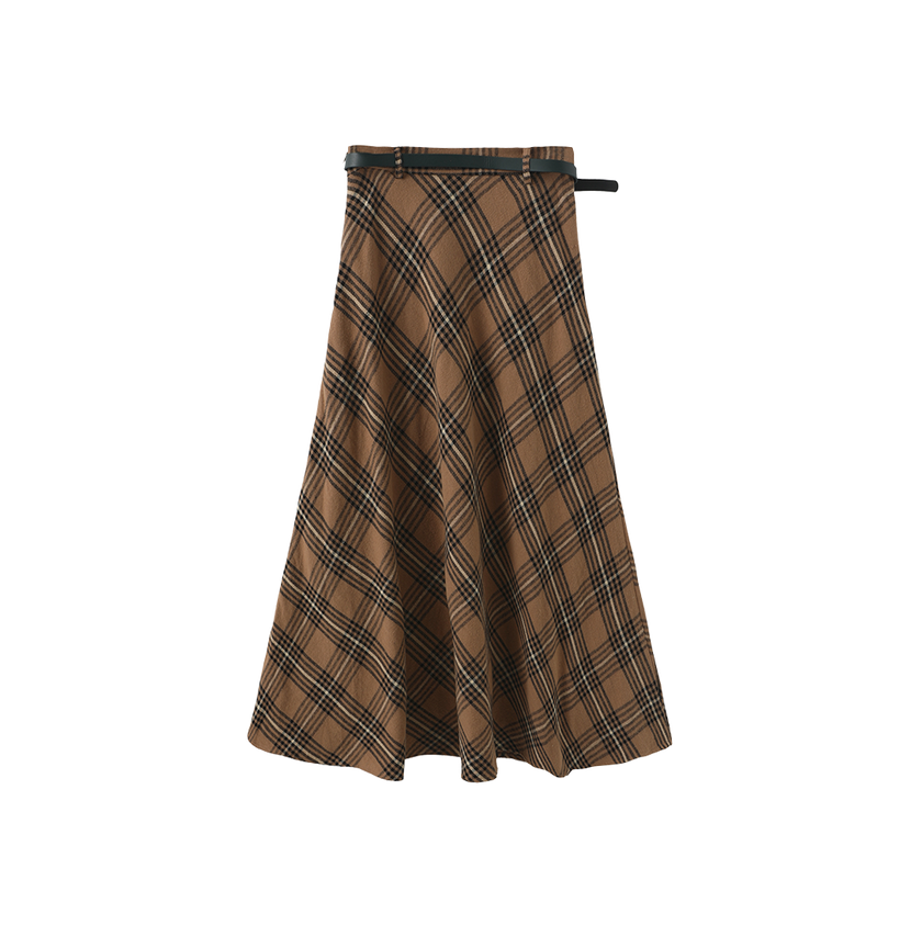 Plaid Belted Skirt
