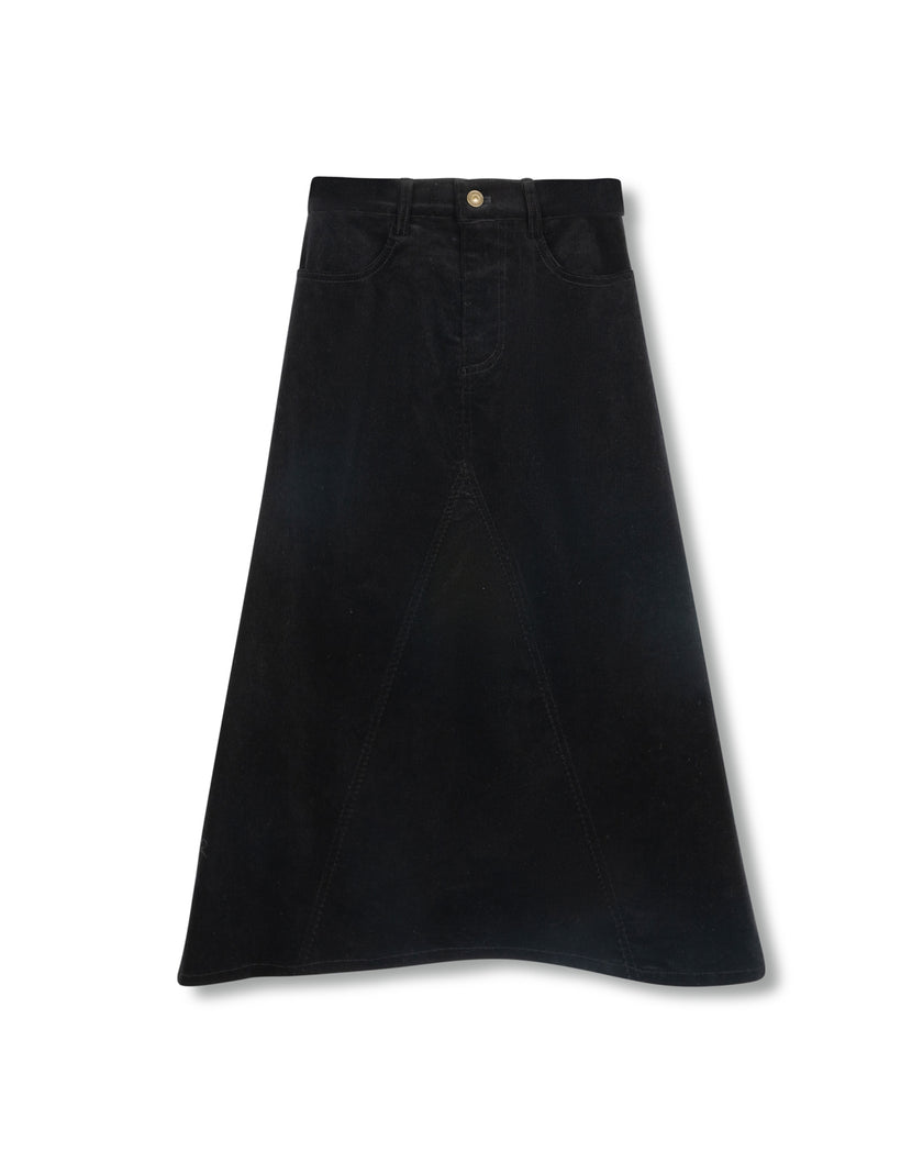 Faint Corduroy Fringe Hem Skirt