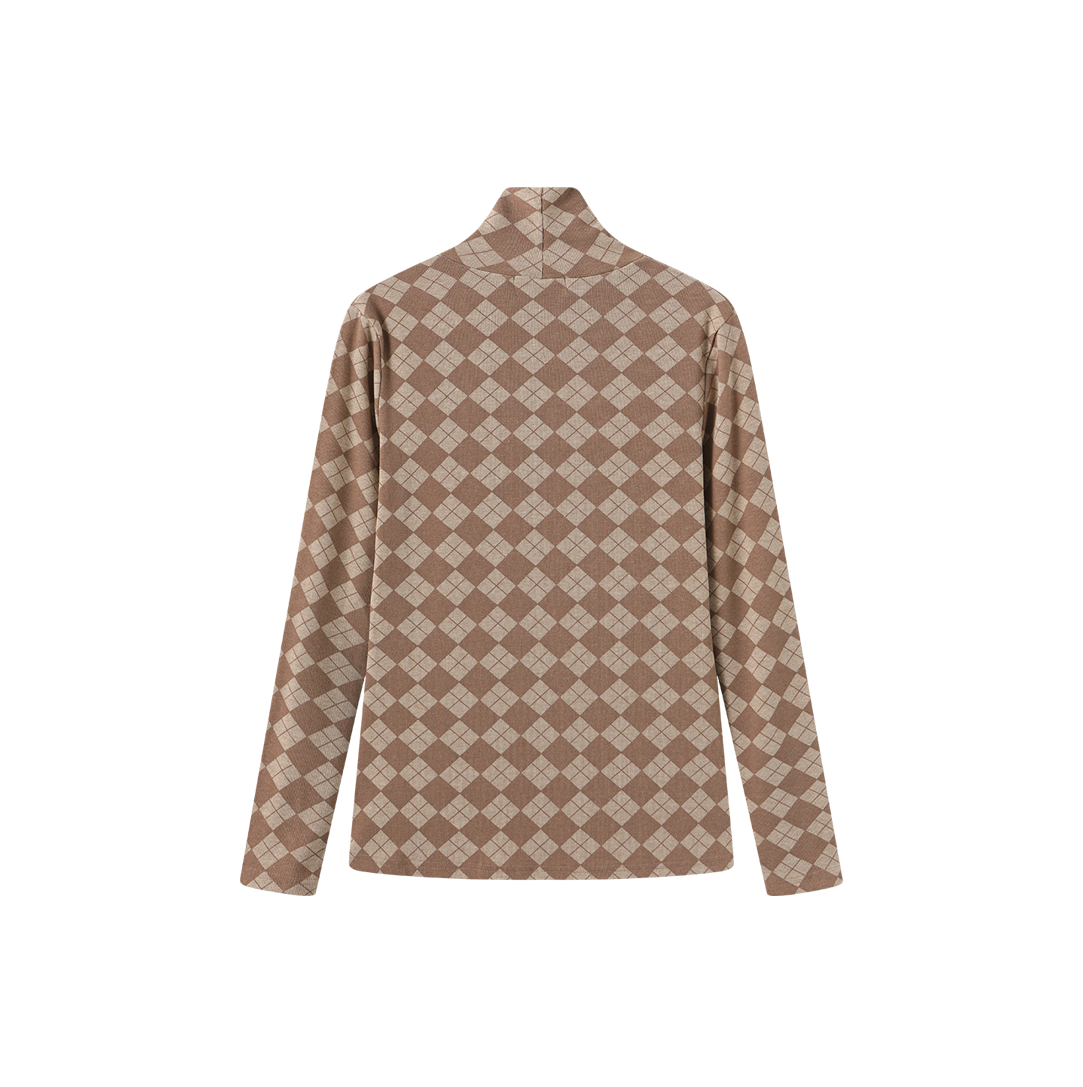 Argyle Print Turtleneck