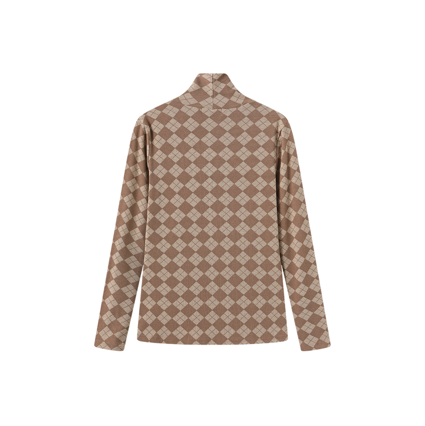 Argyle Print Turtleneck