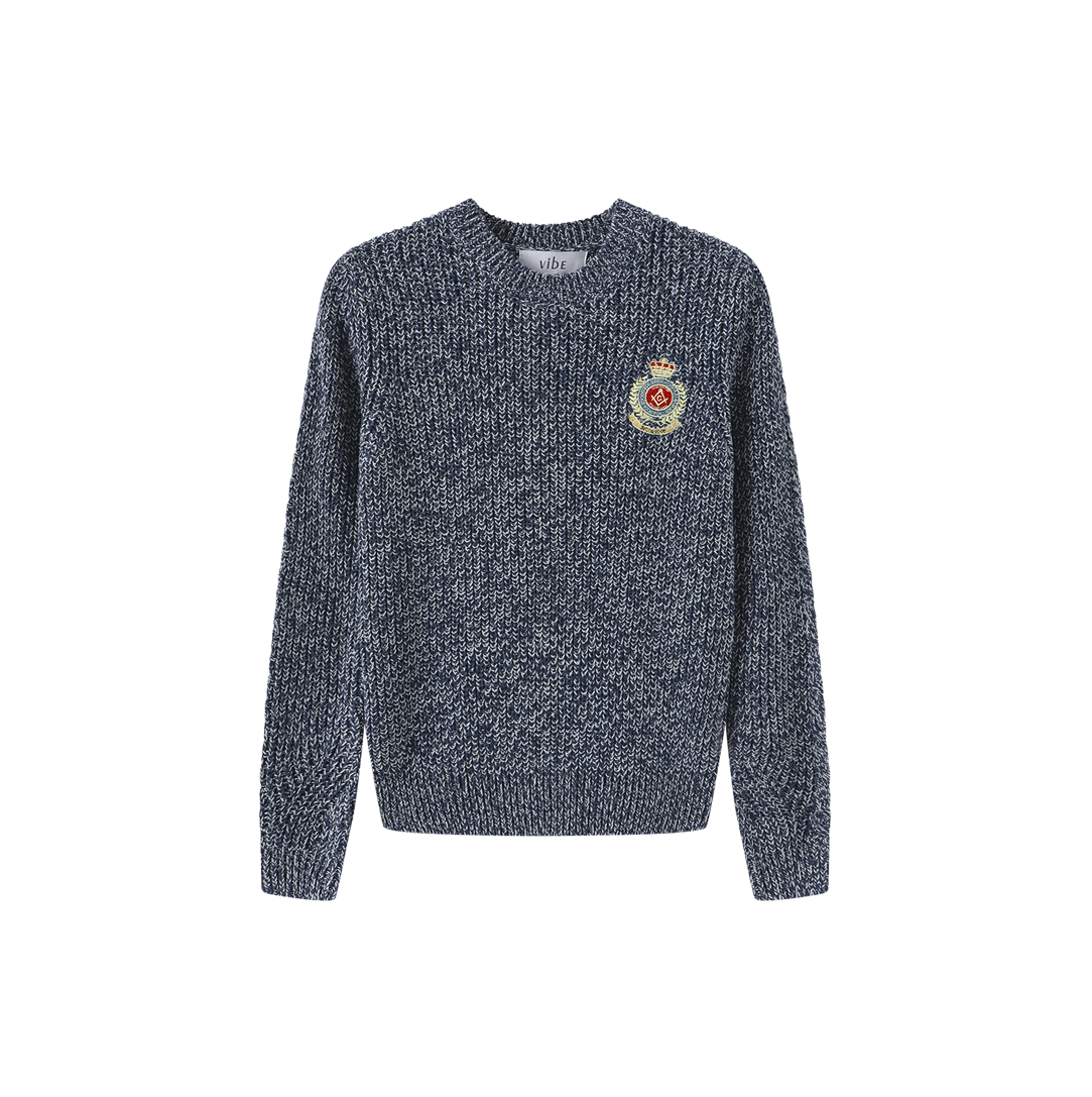 Marled Big Patch Knit Sweater