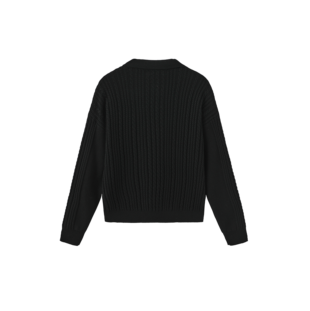 Cable Knit Flat Collar Sweater