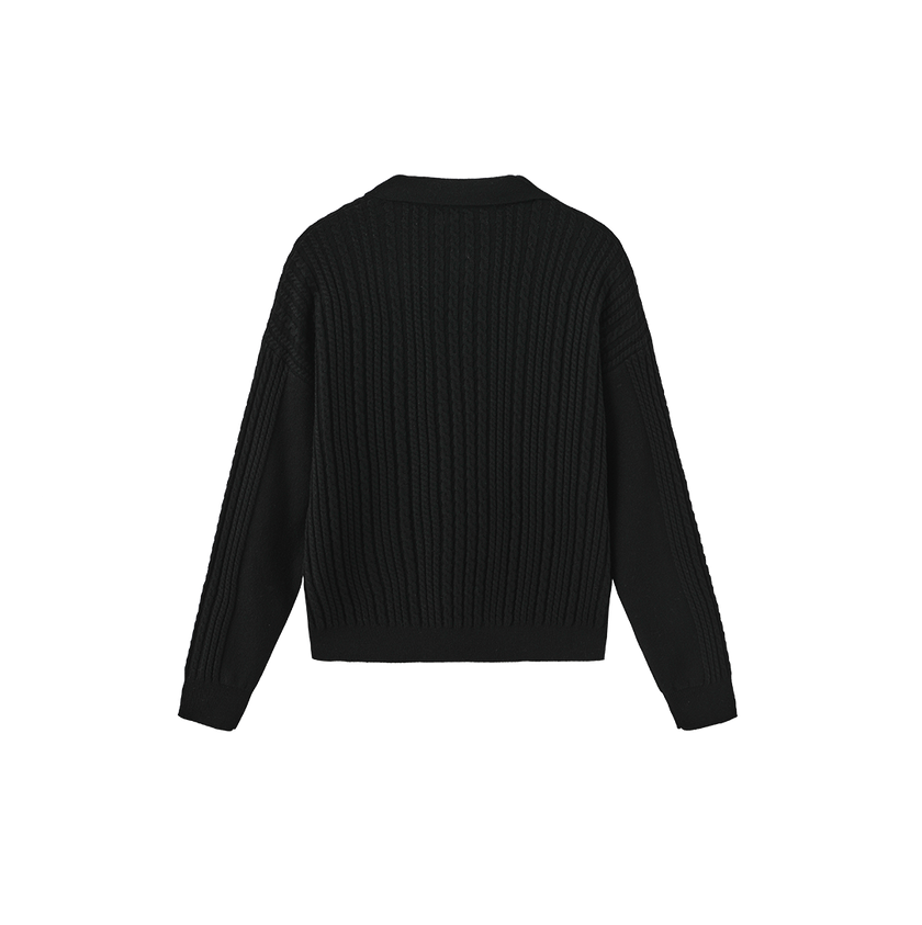 Cable Knit Flat Collar Sweater