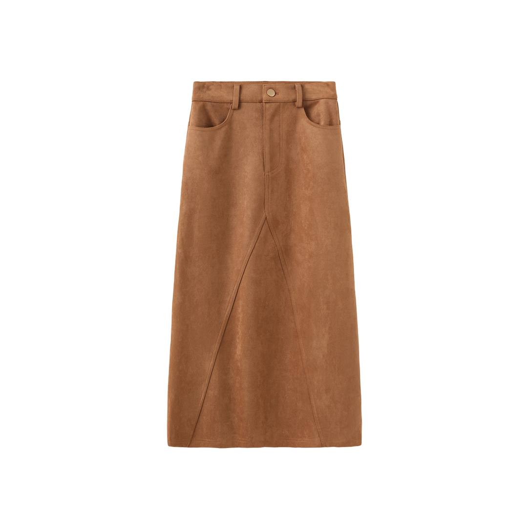 Suede Seam Midi Skirt