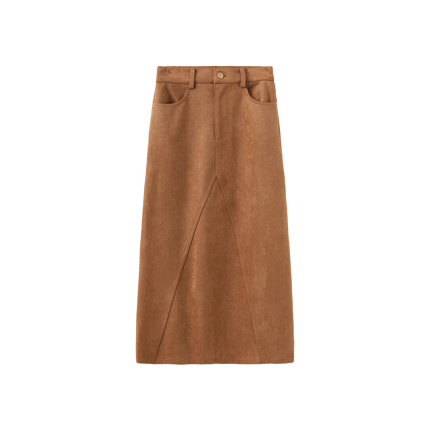 Suede Seam Midi Skirt