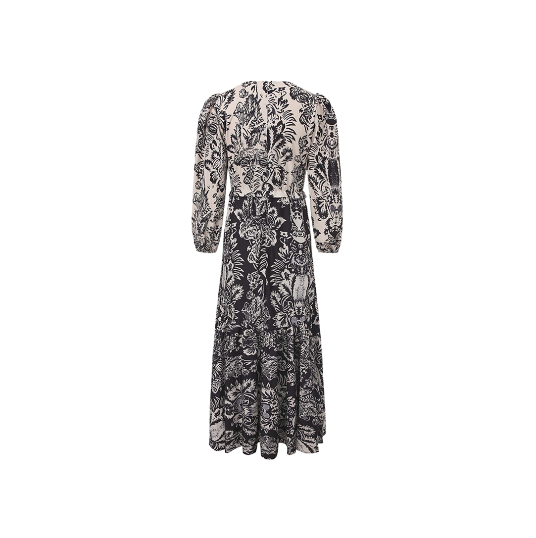 Trumpet Midi Puff Sleeve Dress