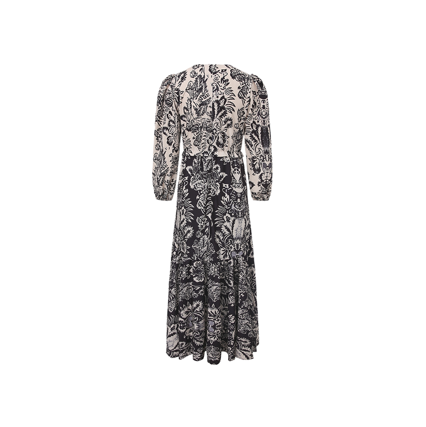 Trumpet Midi Puff Sleeve Dress