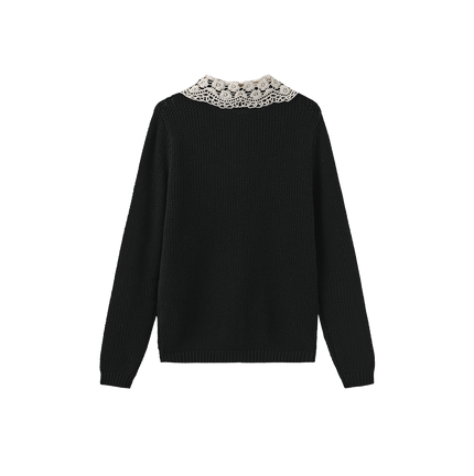 Crochet Collared Pointelle Cardigan