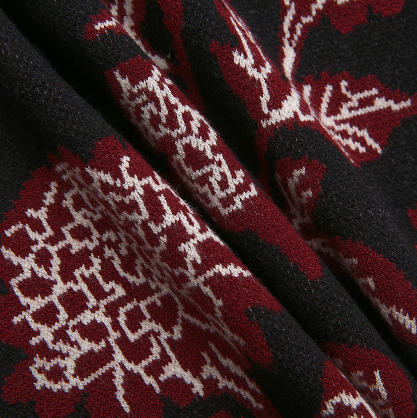 Collared Printed Knit Cardigan
