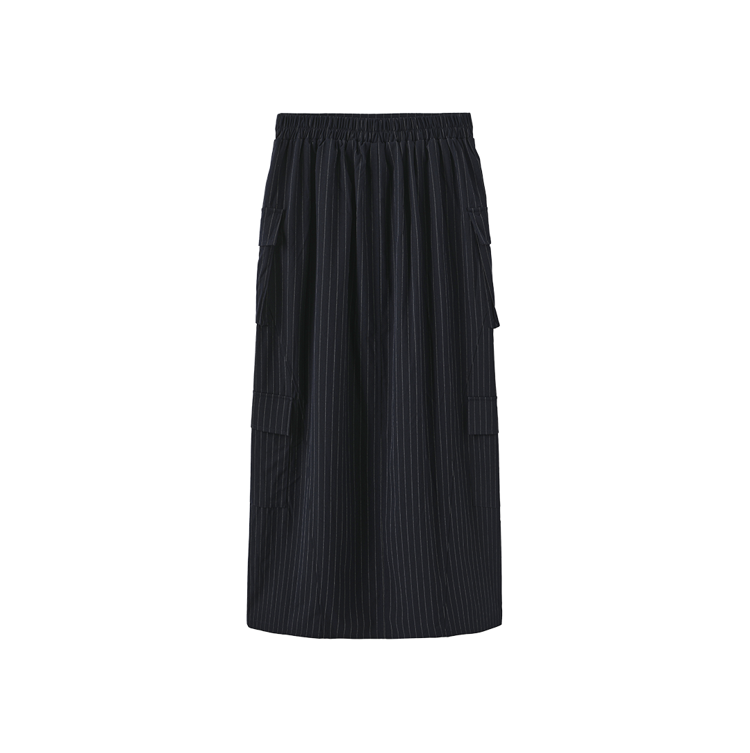 Miro Pinstripe Button Detail Aline Skirt